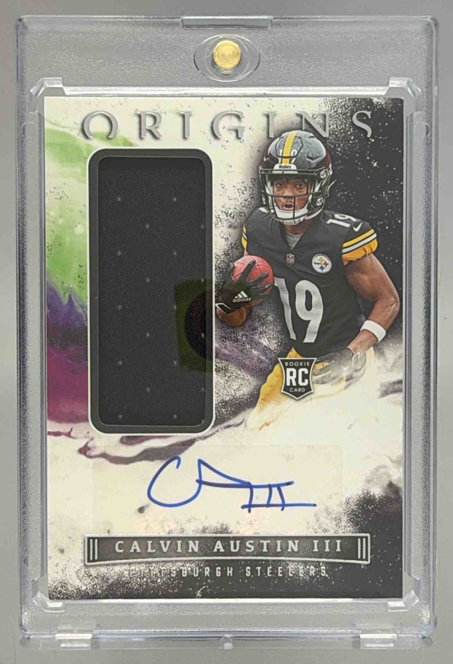 Card image for 2022 Panini Origins Calvin Austin III #192 MEM Auto RC Steelers