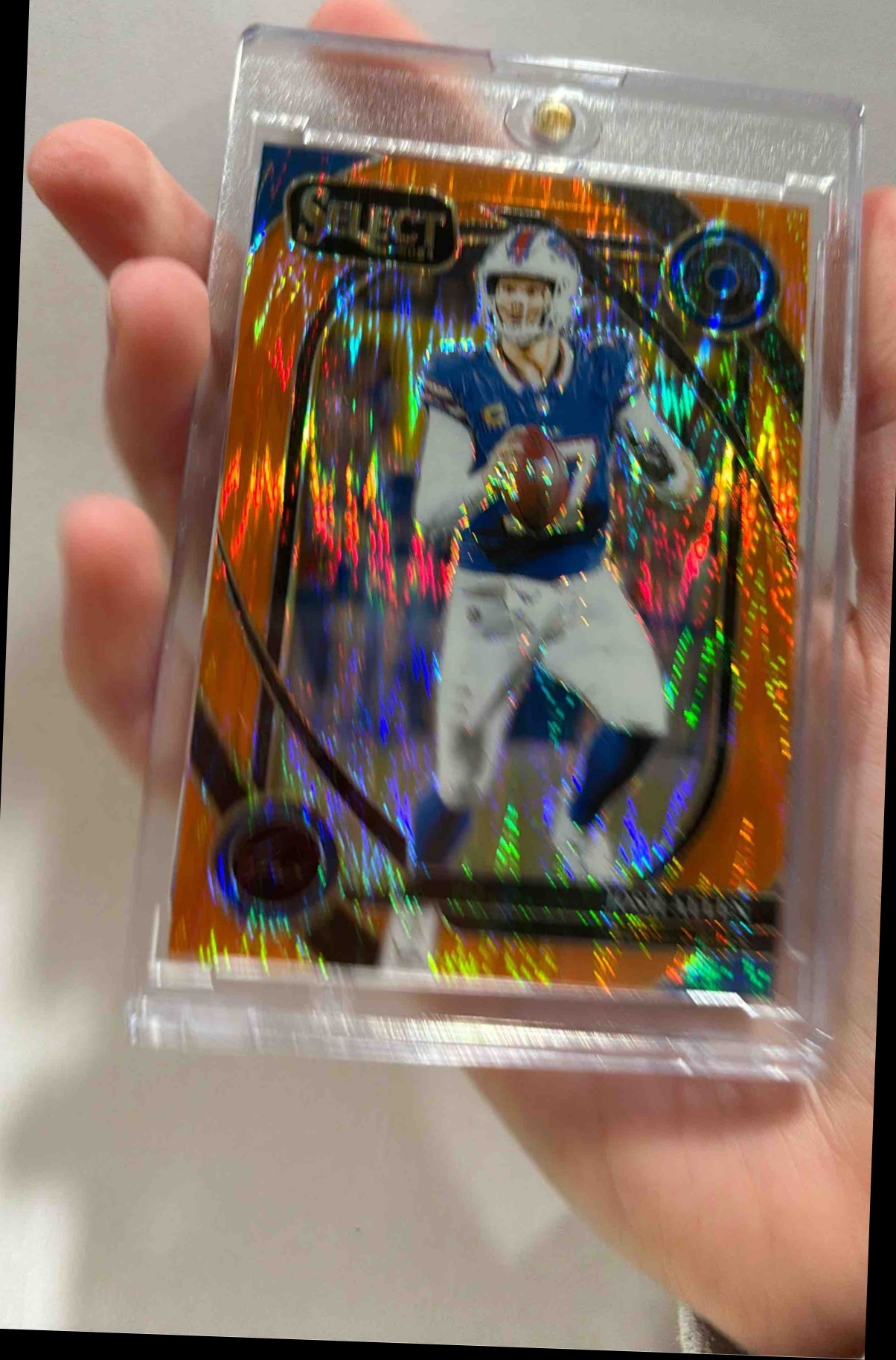 Card image for 2024 Panini Select Josh Allen Club Orange Prizm Shock /399 #225 Bills
