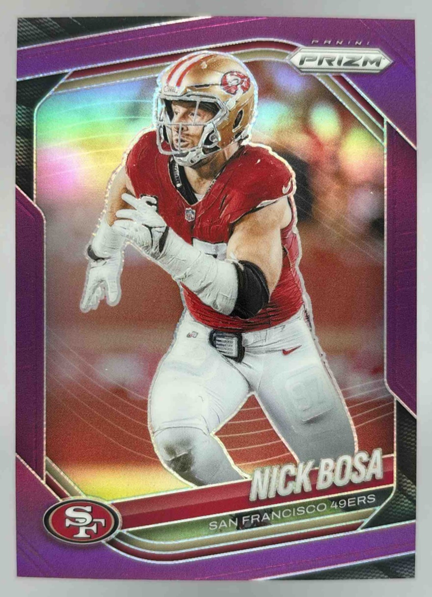 Card image for 2025 Panini Football Prizm Nick Bosa Purple /125 #219 San Francisco 49ers