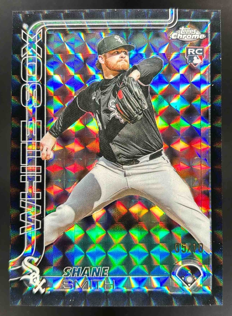 Card image for 2025 Topps Chrome Update Shane Smith Black Geometric Refractor /10 RC