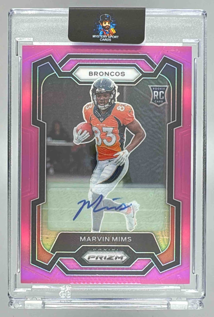 Card image for 2023 Panini Football Prizm Marvin Mims Auto Silver #327 RC Denver Broncos