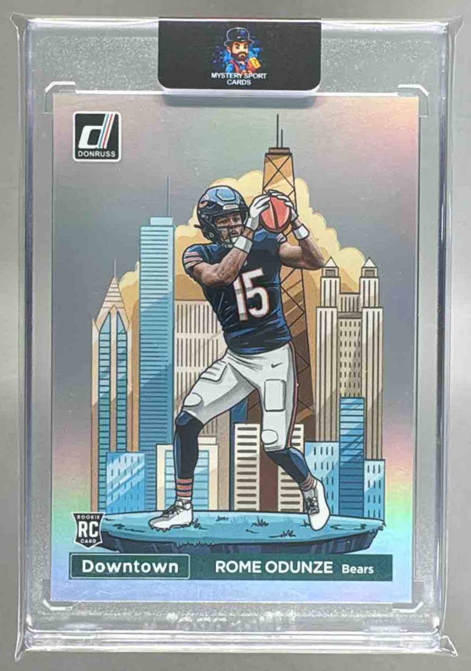Card image for 2024 Panini Football Donruss Rome Odunze Downtown! SSP #15 RC Chicago Bears