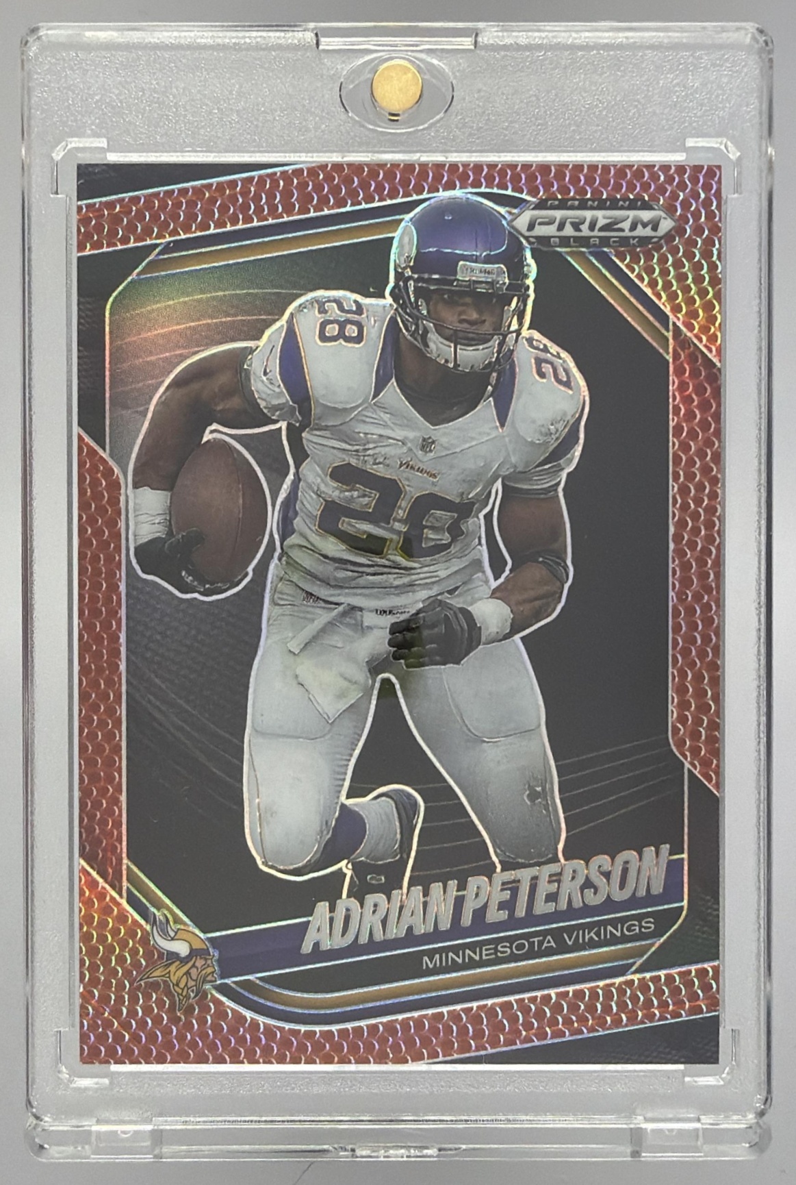 Card image for 2025 Panini Football Prizm Black Adrian Peterson /225 #90 Minnesota Vikings