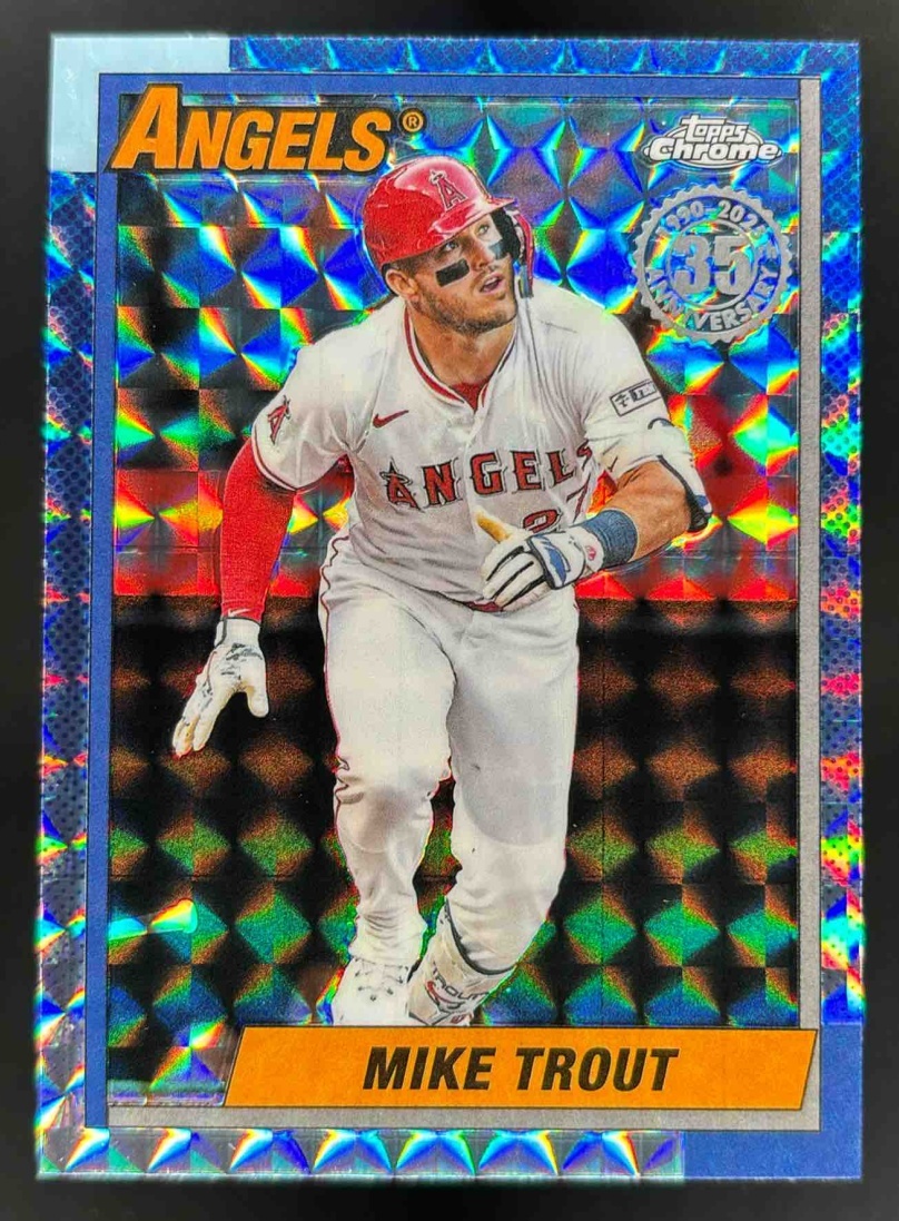 Card image for 2025 Topps Chrome Update Mike Trout 1990 Geometric Refractor #90CU-1 Angels