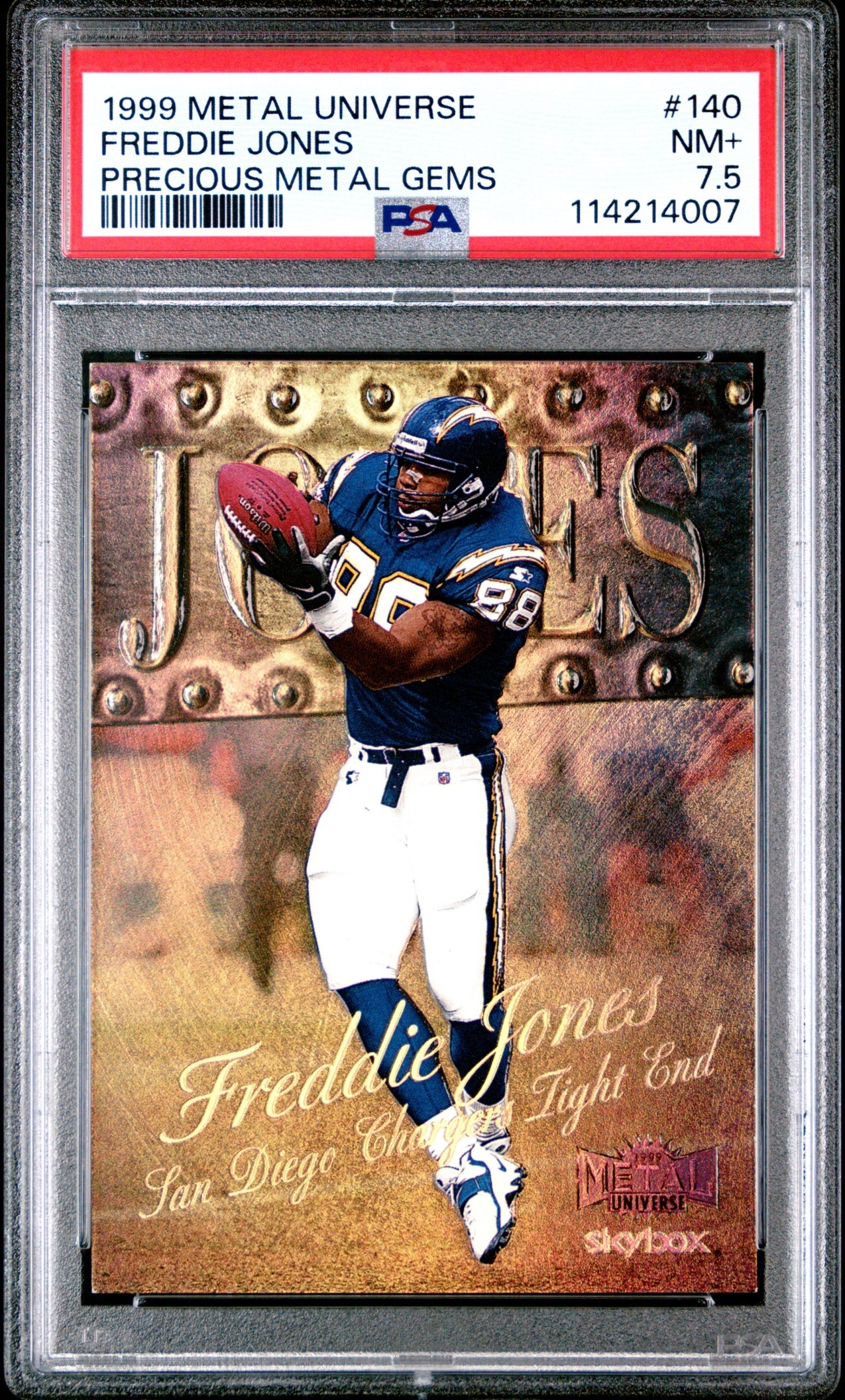 1999 Skybox Metal Universe Freddie Jones Precious Gems /50 #140 Chargers PSA 7.5