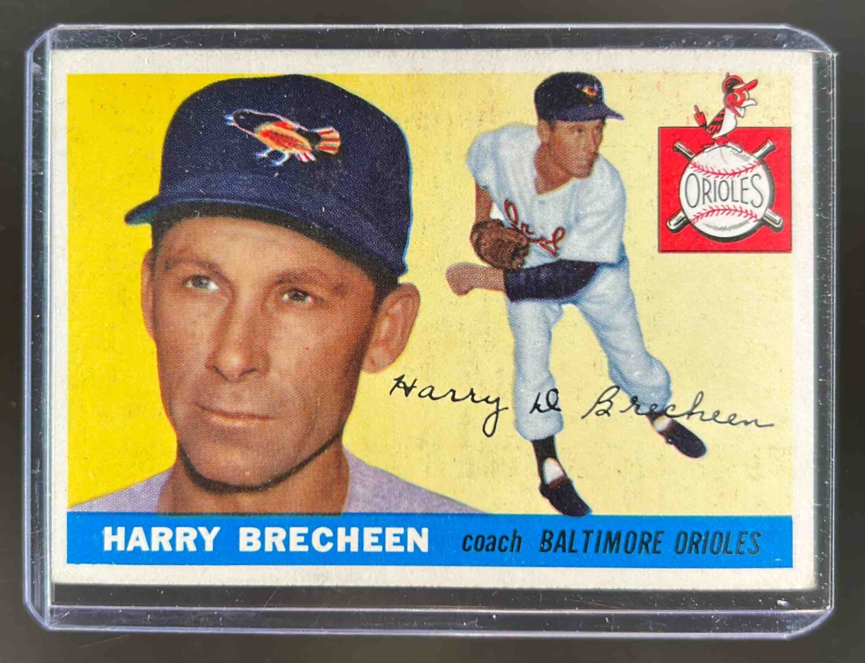 Card image for 1955 TOPPS BASEBALL HARRY BRECHEEN #113 BALTIMORE ORIOLES