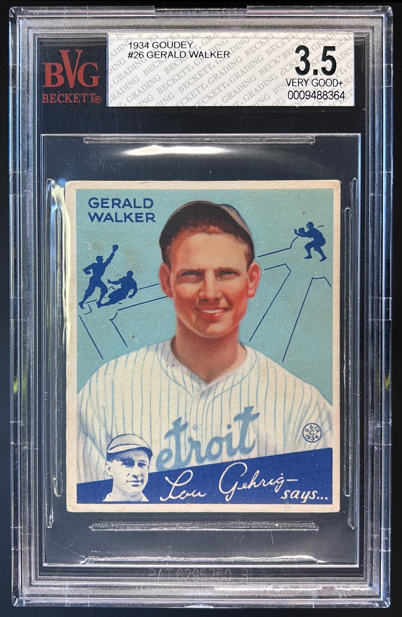 Card image for 1934 GOUDEY R320 GERALD GEE WALKER #26 RC BGS 3.5 ROOKIE DETROIT TIGERS