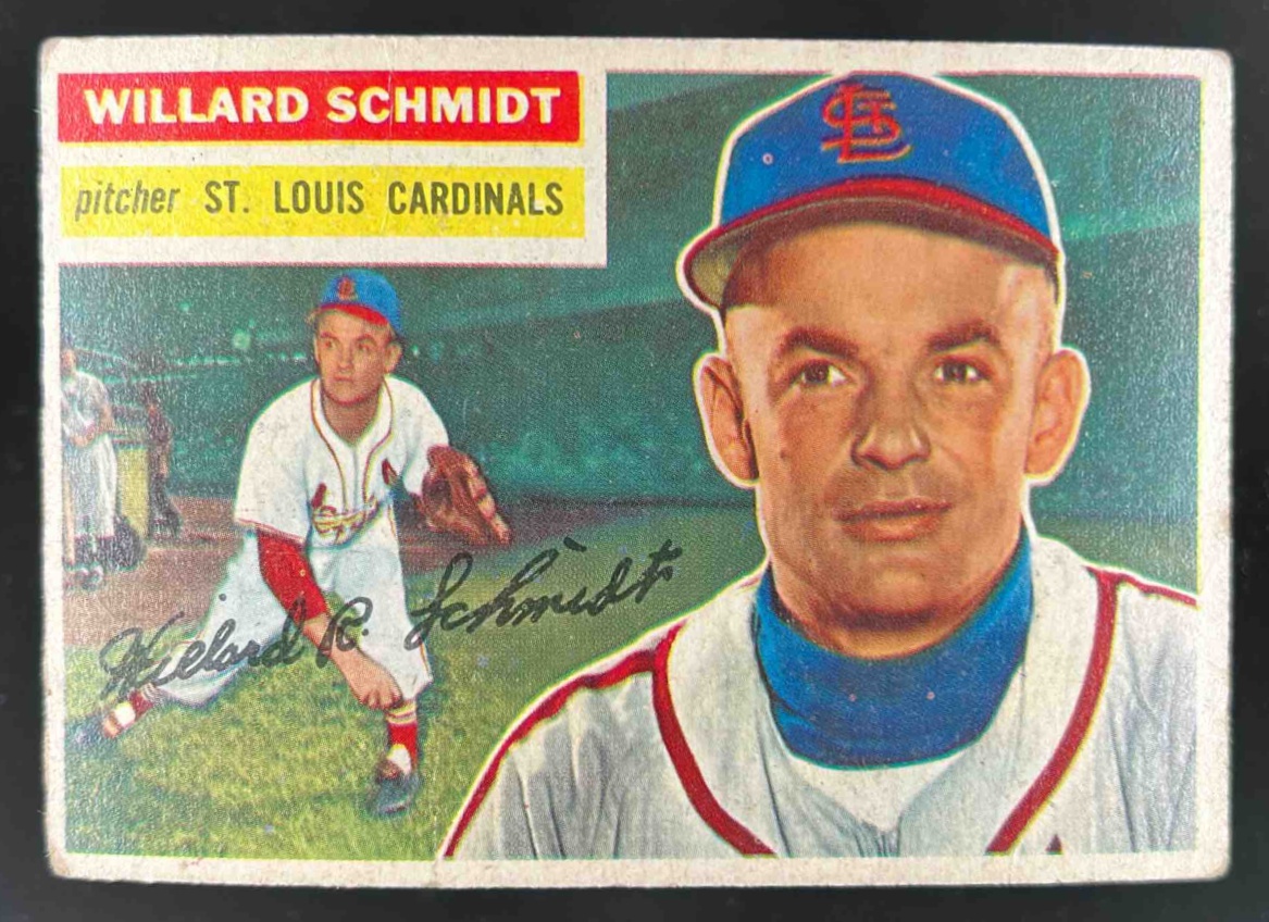 Card image for 1956 TOPPS BASEBALL WILLARD SCHMIDT #323 ST. LOUIS CARDINALS