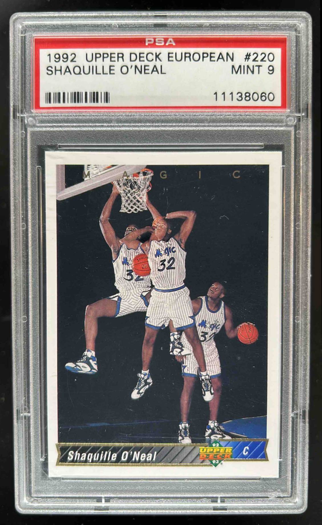 Card image for 1992-93 EUROPEAN (FRENCH) SHAQUILLE O'NEAL #220 RC PSA 9