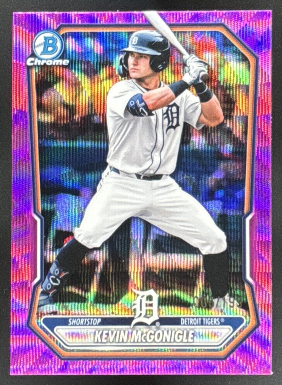 Card image for 2025 Bowman Kevin McGonigle Chrome Fuchsia Wave Refractor /199 1st Prospect