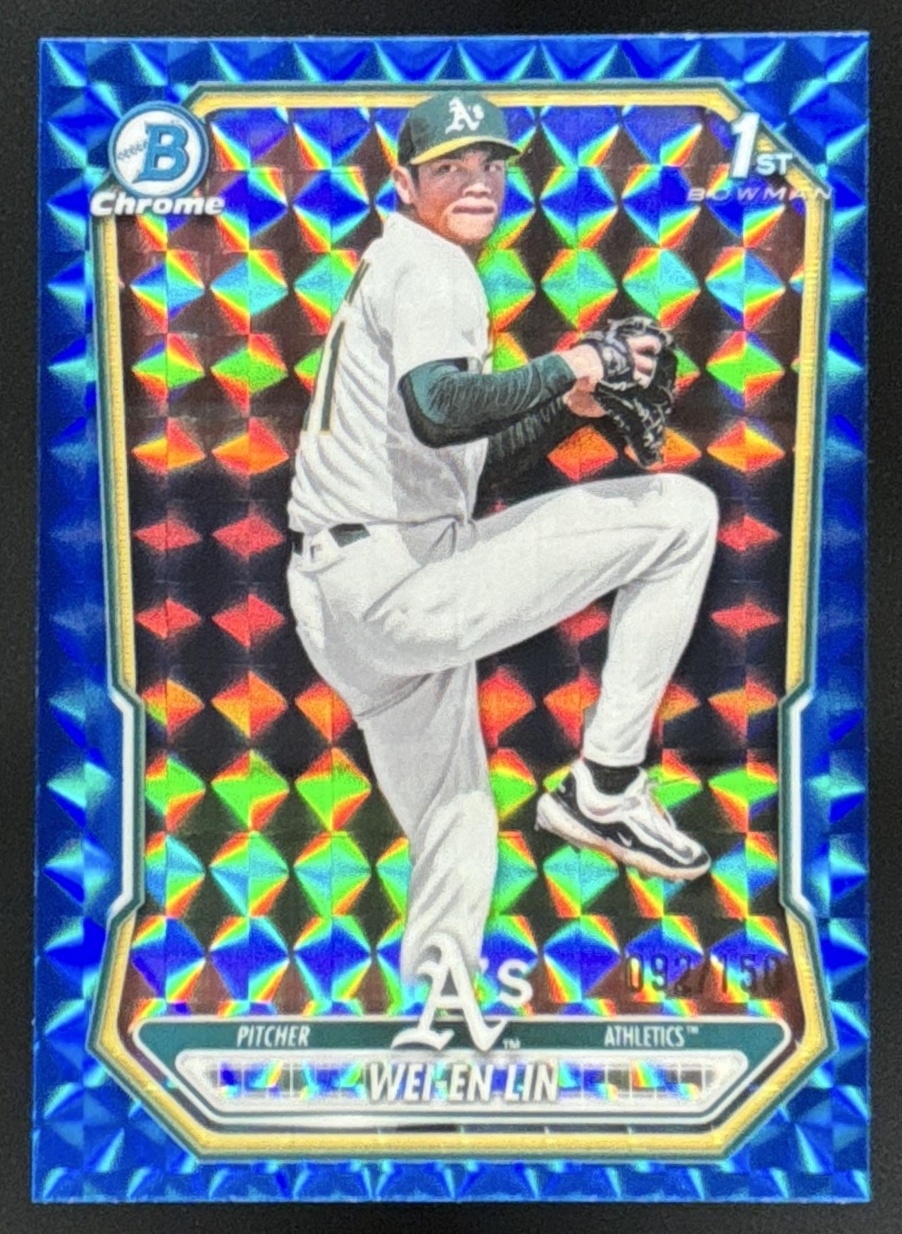 Card image for Wei-En Lin 2026 Bowman Blue Geometric Refractor /150 Chrome Prospects Athletics