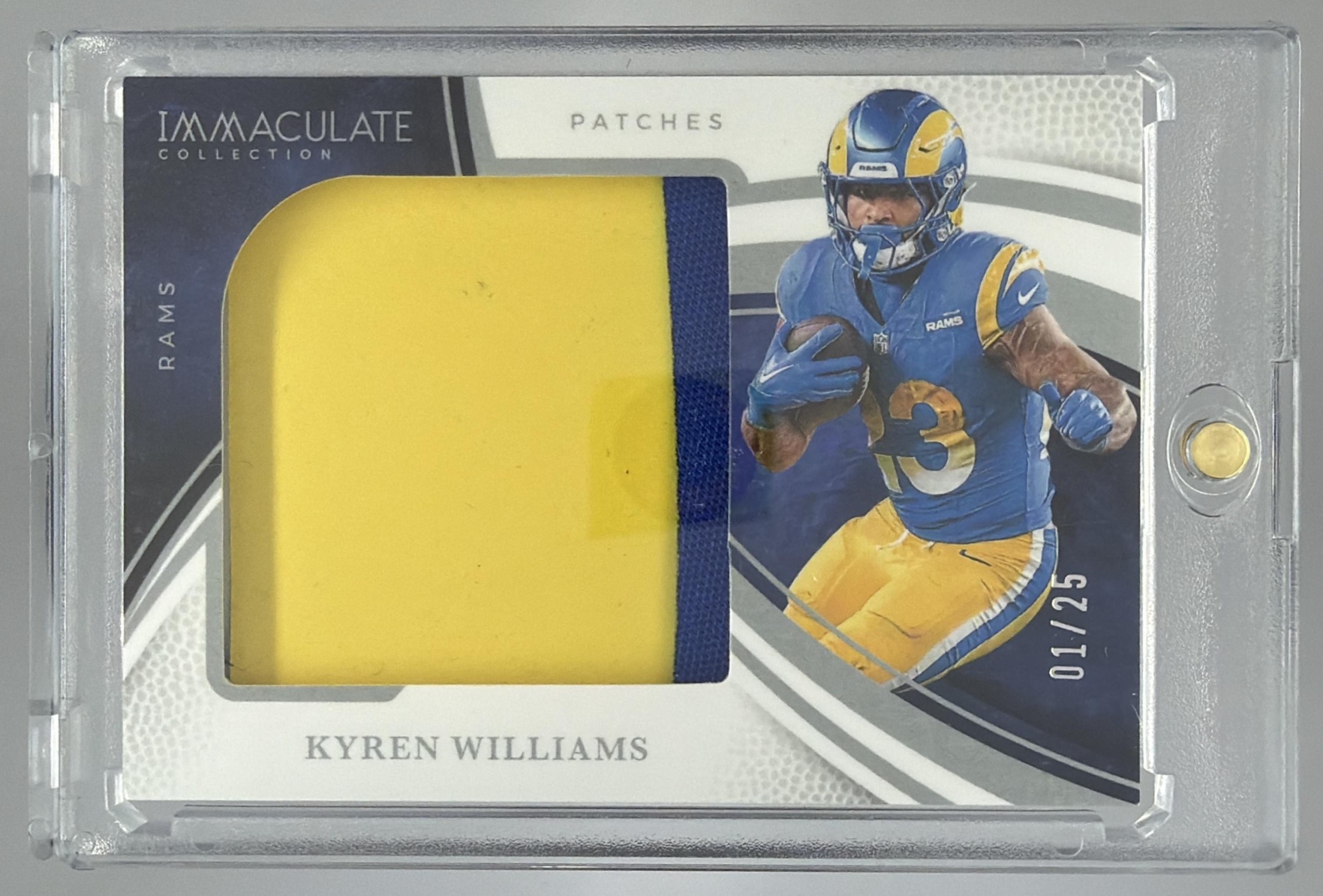 Card image for 2025 Panini Immaculate Collection Kyren Williams Patches /25 #35 MEM Rams