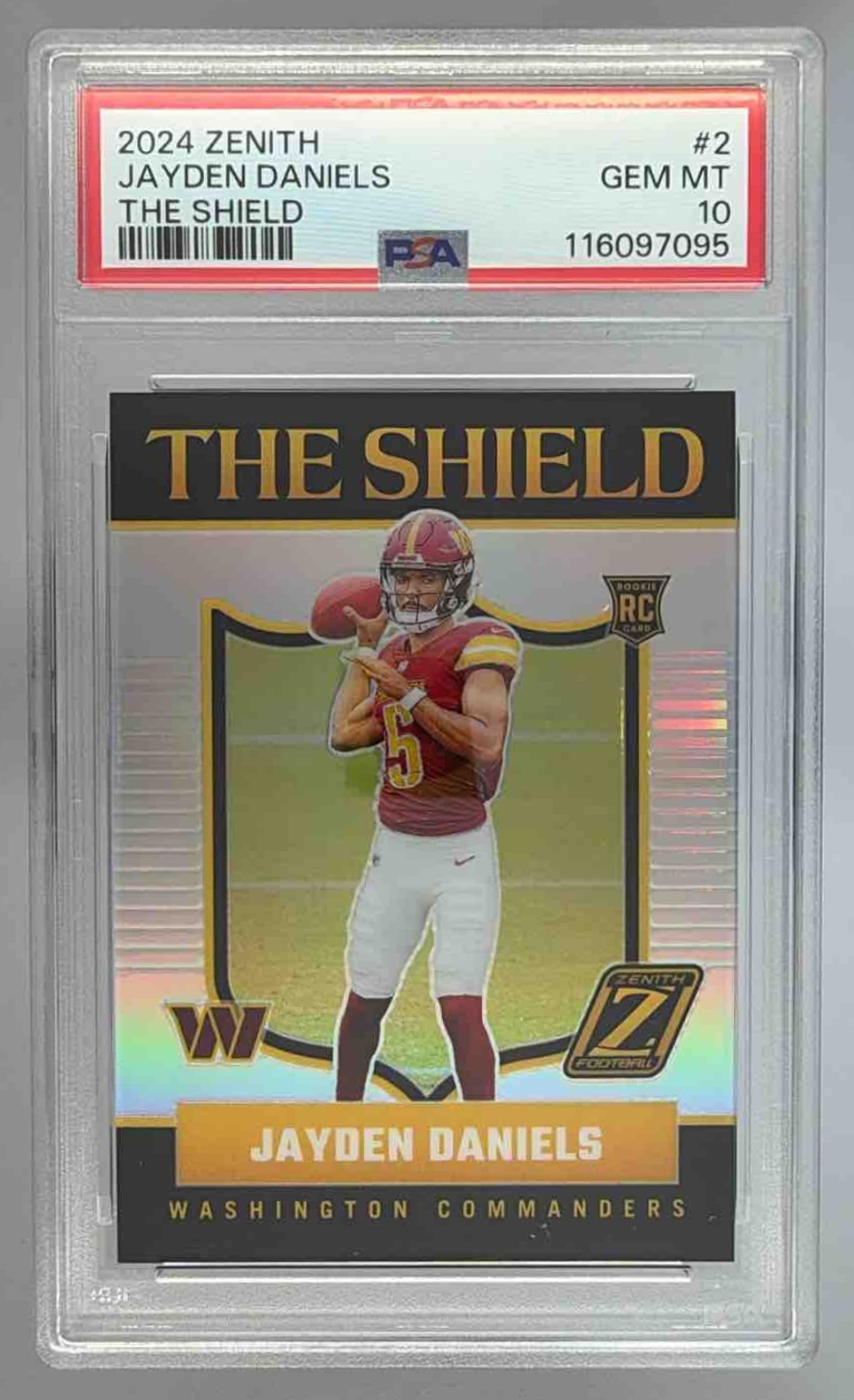 Card image for 2024 Panini Zenith Jayden Daniels First Look #2 RC Commanders