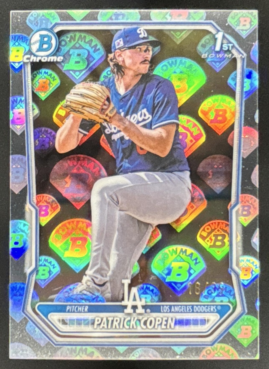 Card image for Patrick Copen 2026 Bowman LogoFractor /35 Chrome Prospects Los Angeles Dodgers