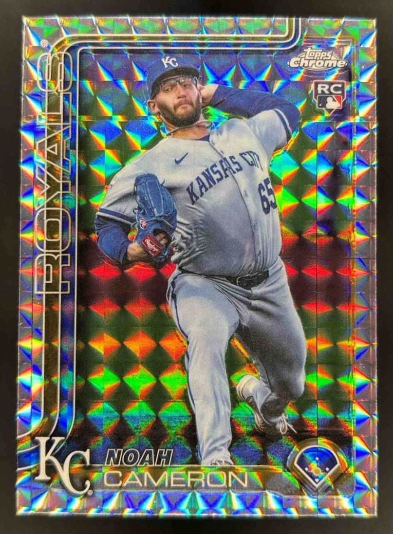 Card image for 2025 Topps Chrome Update Noah Cameron Geometric Refractor #USC69 RC Royals