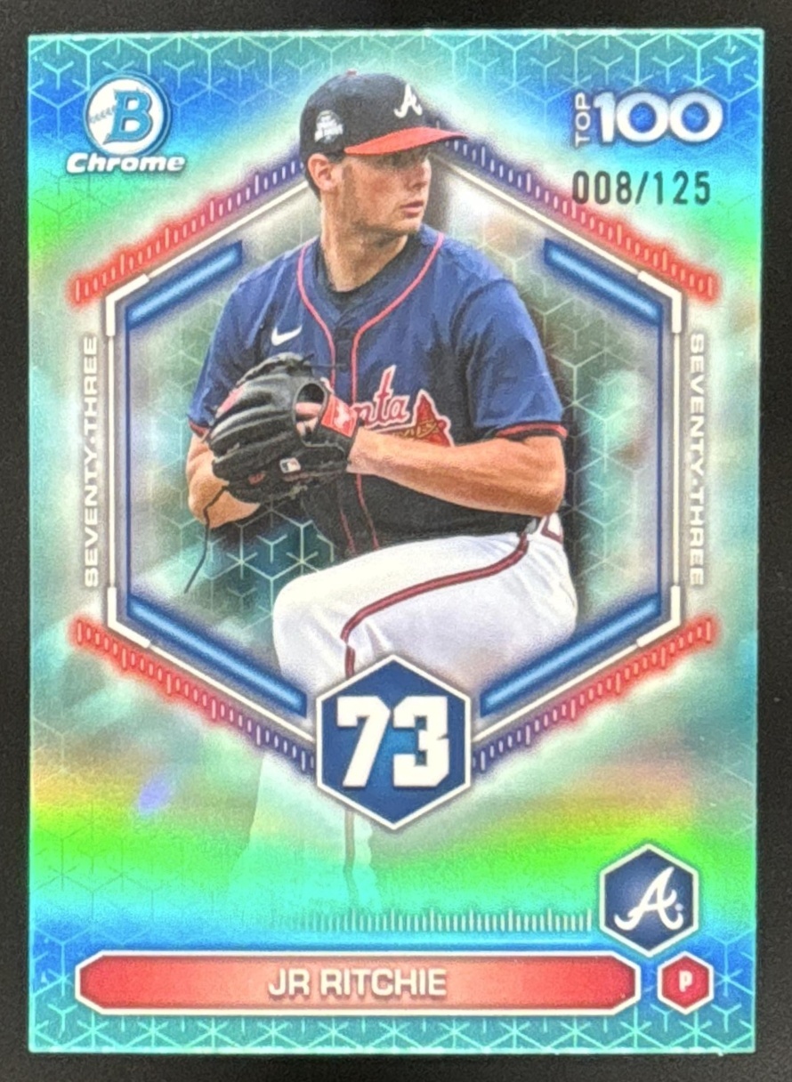 Card image for JR Ritchie 2026 Bowman Aqua Refractor /125 Scouts Top 100 Chrome Atlanta Braves