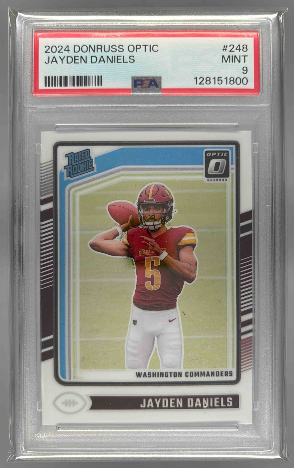 Card image for 2024 Panini Donruss Optic Jayden Daniels #248 Rated Rookie Commanders