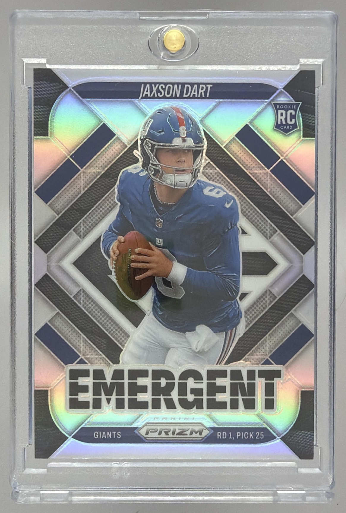 Card image for 2025 Panini Football Prizm Jaxson Dart Emergent #6 New York Giants