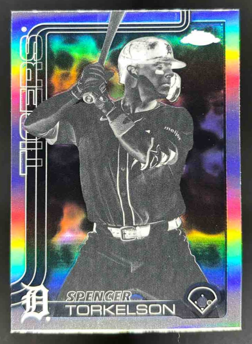 Card image for 2025 Topps Chrome Update Spencer Torkelson Negative Refractor #USC27 Tigers
