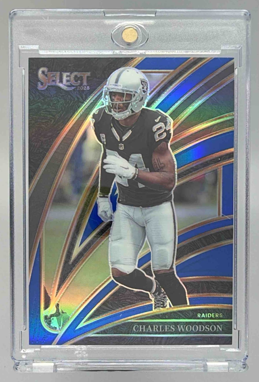 Card image for 2025 Panini Select Charles Woodson Club Level Blue Prizm /99 #250 Raiders