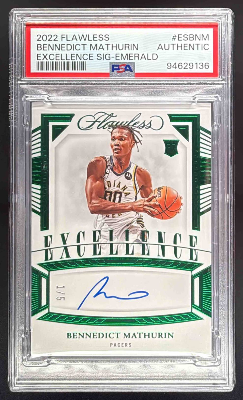 2022 Flawless Bennedict Mathurin Excellence Signatures Emerald /5 Auto PSA AUTH