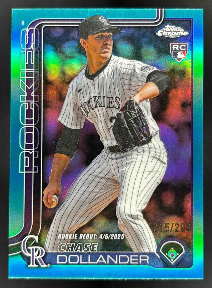 Card image for 2025 Topps Chrome Update Chase Dollander Teal Refractor /299 #USC175 RC Rockies