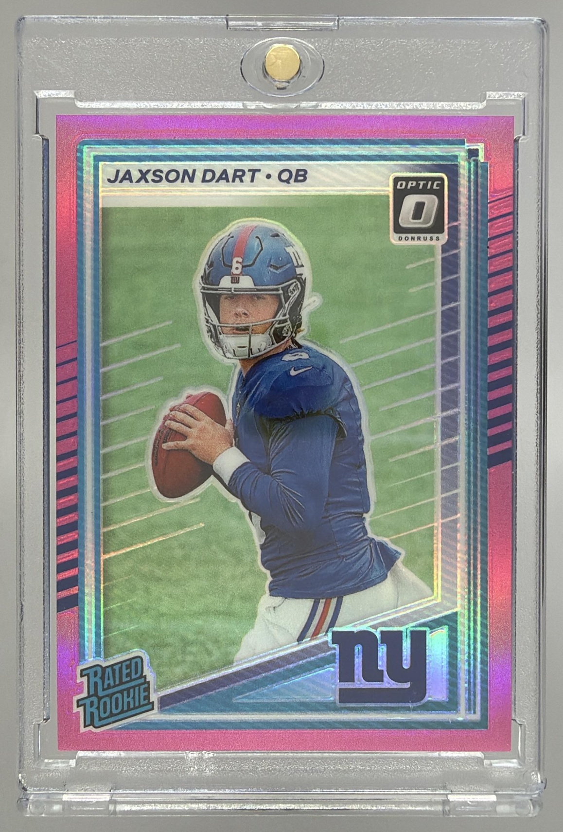 Card image for 2025 Panini Donruss Jaxson Dart Optic Rated Rookie Preview Pink #400 RC Giants