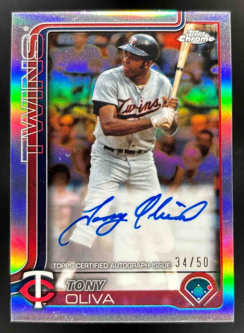 Card image for 2025 Topps Chrome Update Tony Oliva Legends Auto /50 #CLA-OLI Twins