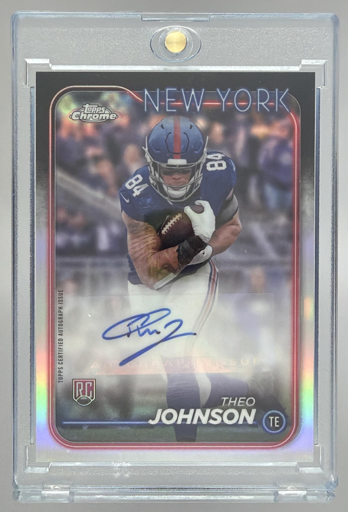 Card image for 2024 Topps Football Chrome Theo Johnson Rookie Auto #RA-TJO RC New York Giants