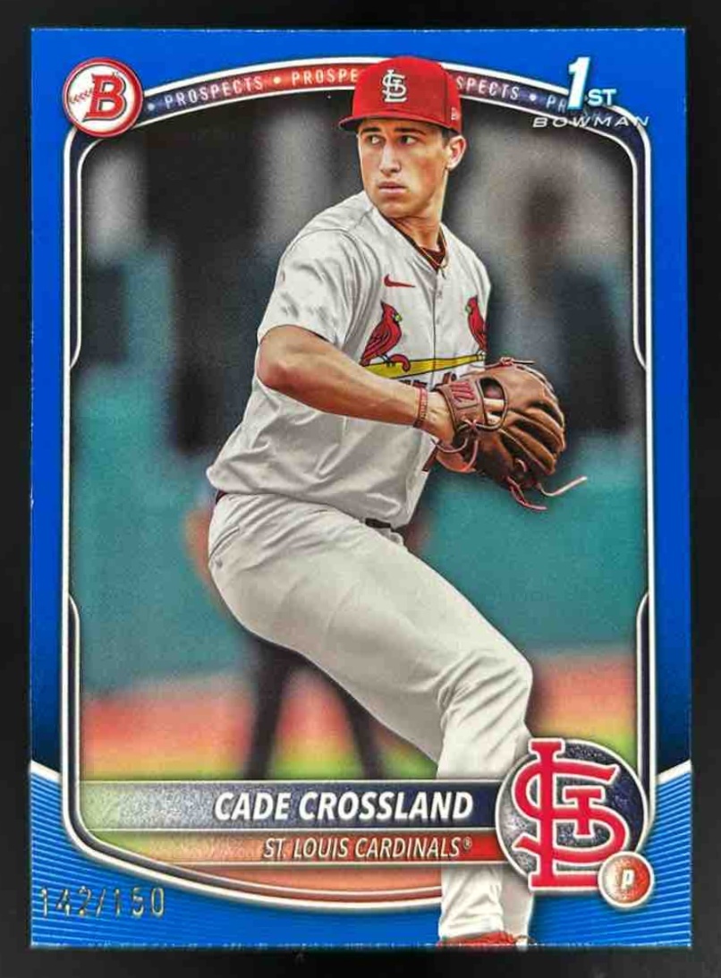 Card image for 2025 Bowman Draft Cade Crossland Blue Border /150 #BD-183 Cardinals