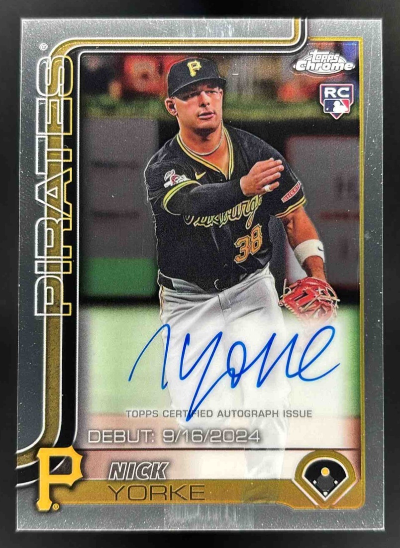 Card image for 2025 Topps Chrome Update Nick Yorke Rookie Debut Auto #CRDA-NY Pirates