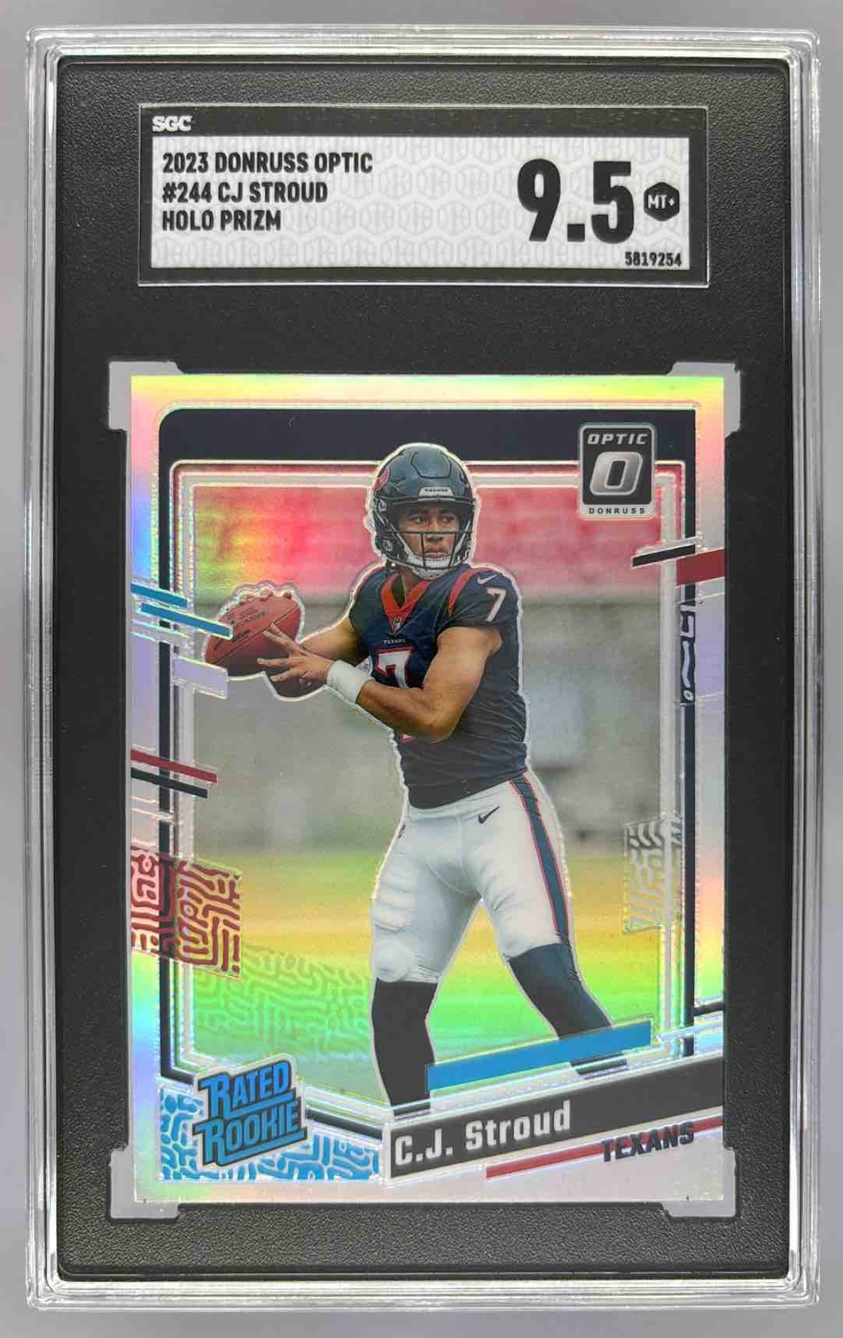 Card image for 2023 Panini Donruss Optic C.J. Stroud Holo Prizm #244 RC Rated Rookie Texans