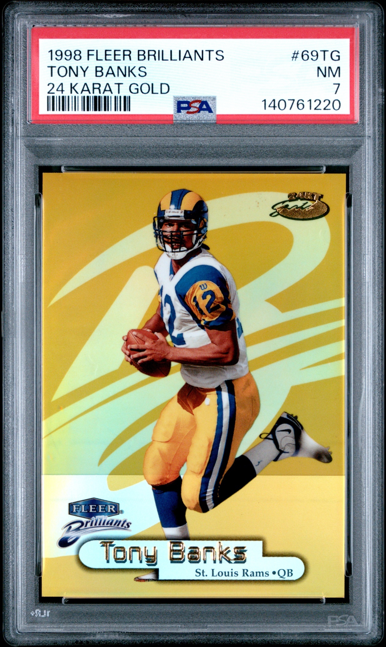 1998 Fleer Brilliants Tony Banks 24 Karat Gold /24 #69TG Rams PSA 7