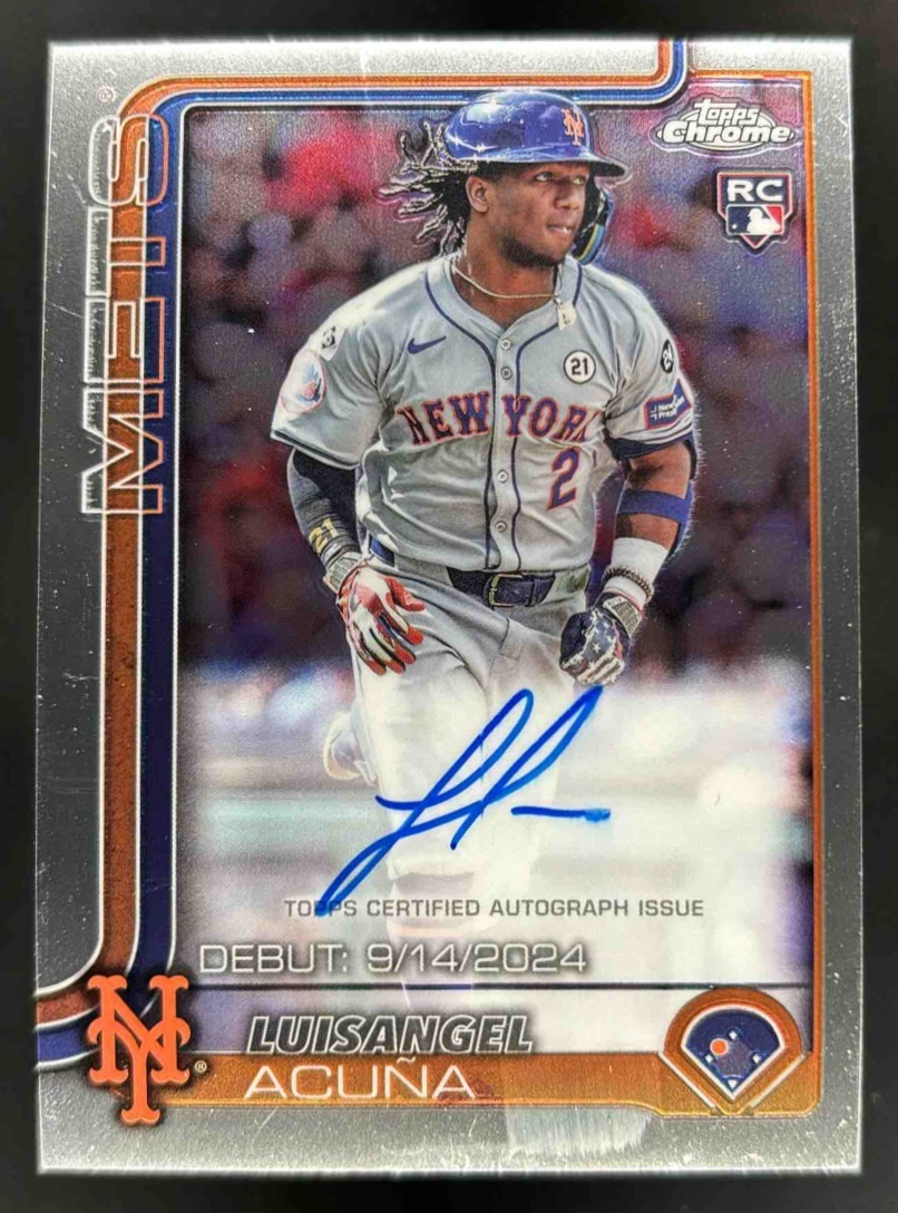 Card image for 2025 Topps Chrome Update Luisangel Acuna Rookie Debut Auto #CRDA-LA RC Mets