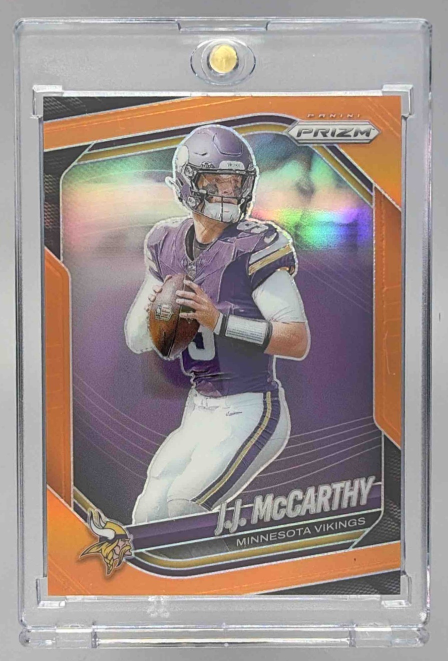 Card image for 2024 Panini Football Prizm J.J. McCarthy Orange /249 #400 RC Minnesota Vikings