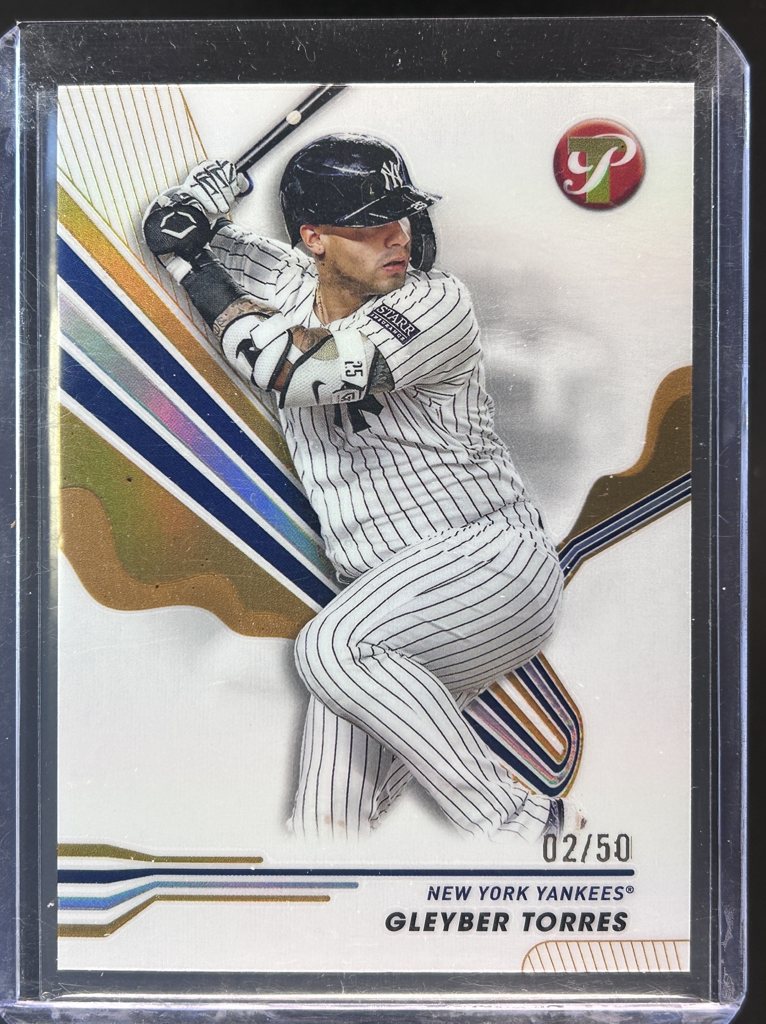 Card image for 2024 TOPPS PRISTINE GLEYBER TORRES #154 GOLD REFRACTOR 2/50 NEW YORK YANKEES