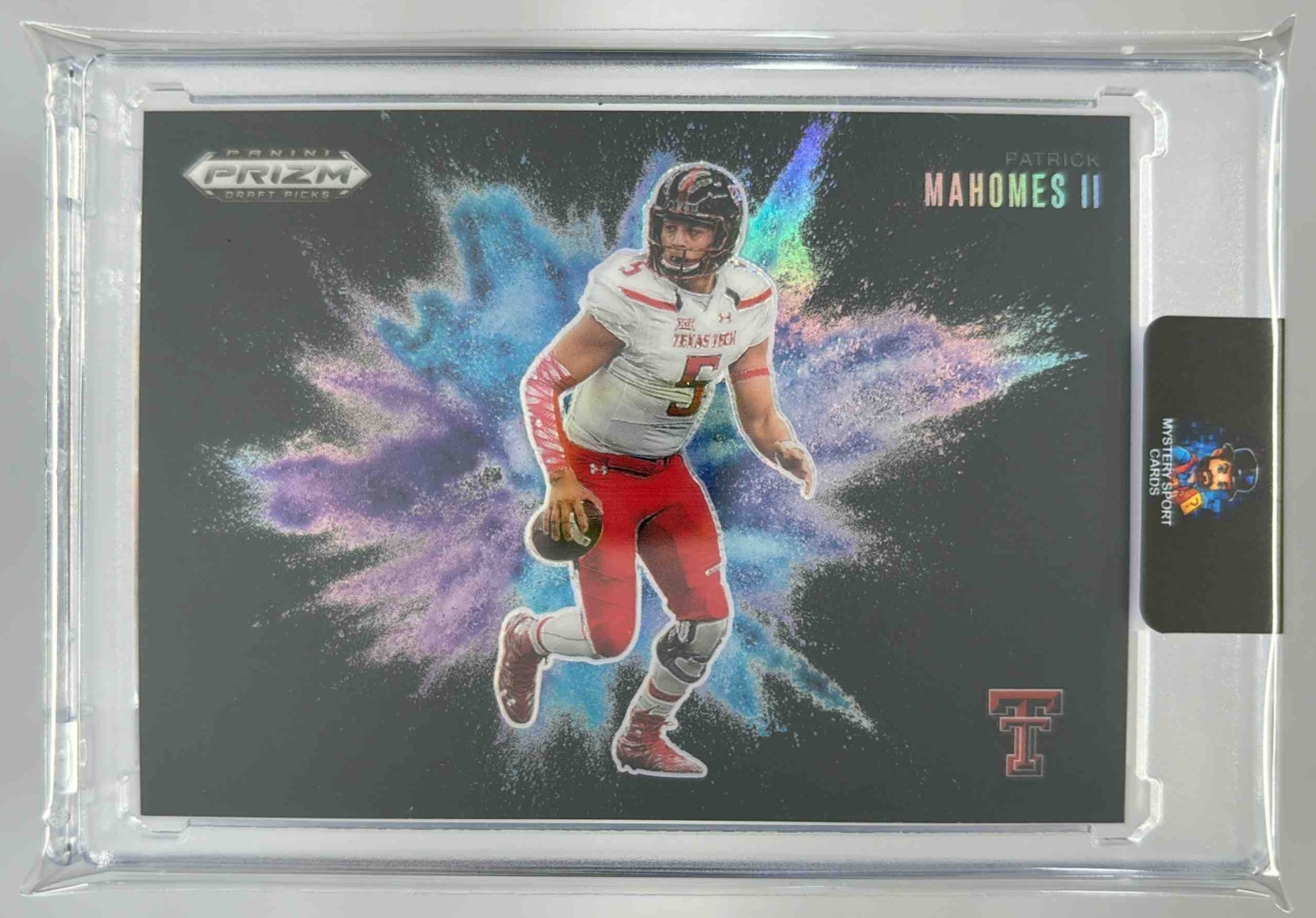 Card image for 2025 Panini Prizm Draft Picks Patrick Mahomes II Color Blast #23 Red Raiders