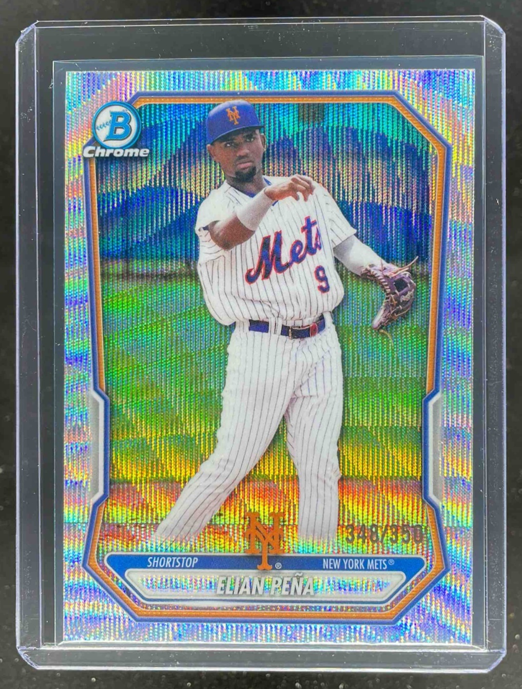 Card image for 2026 Bowman Elian Pena Chrome Prospects Wave Refractor /350 #BCP-91
