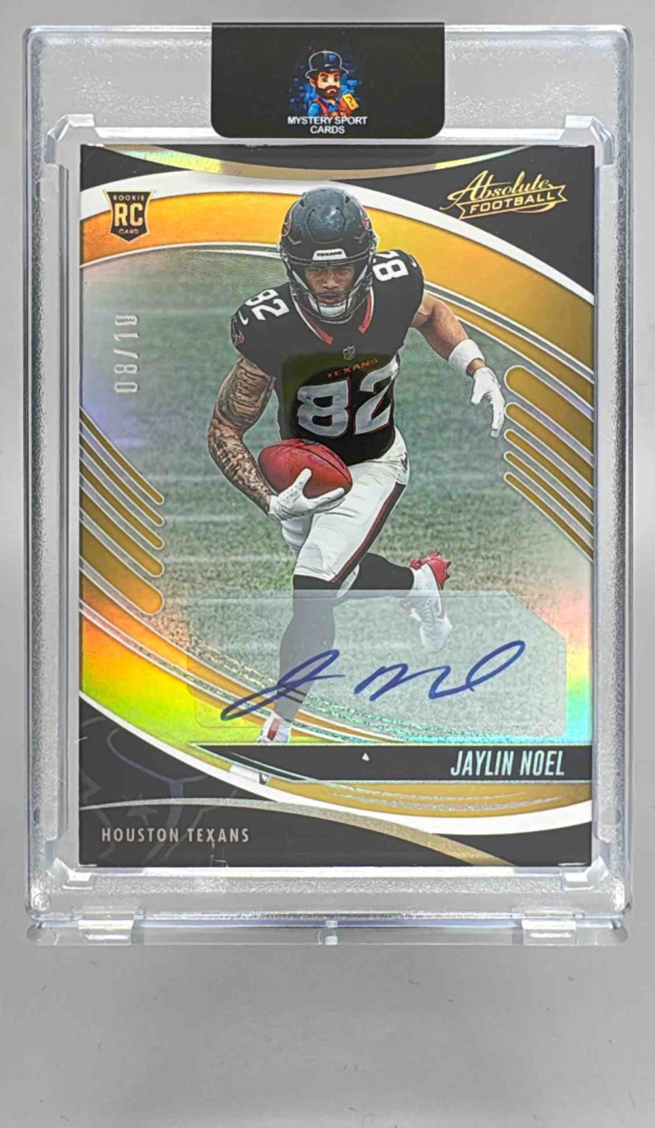 Card image for 2025 Panini Absolute Jaylin Noel Signature Rookies Spectrum Gold /10 #141 RC Auto Texans