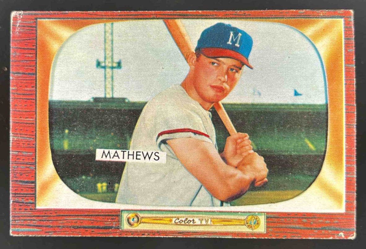 Card image for 1955 BOWMAN BASEBALL EDDIE MATHEWS #103