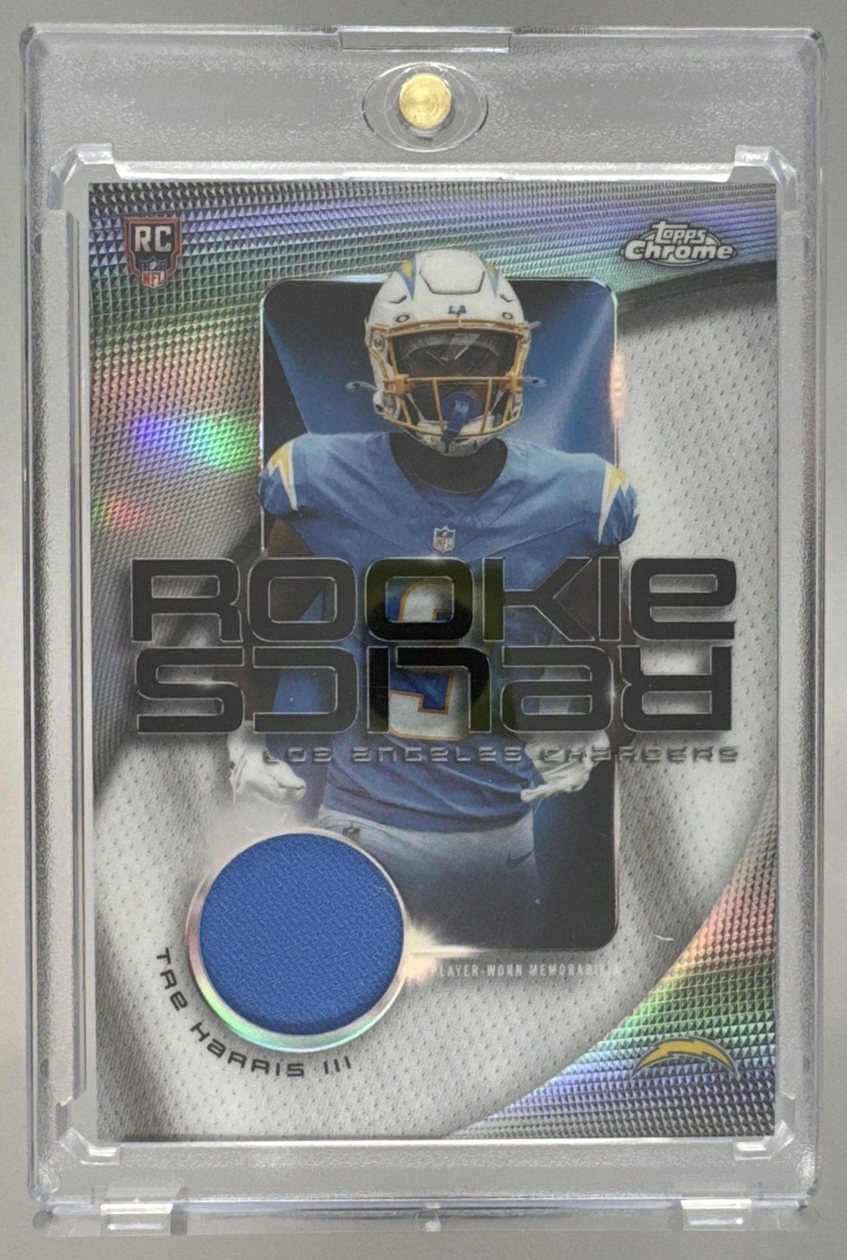 Card image for 2025 Topps Chrome Tre Harris III Rookie Relics #RR-THA MEM RC Chargers