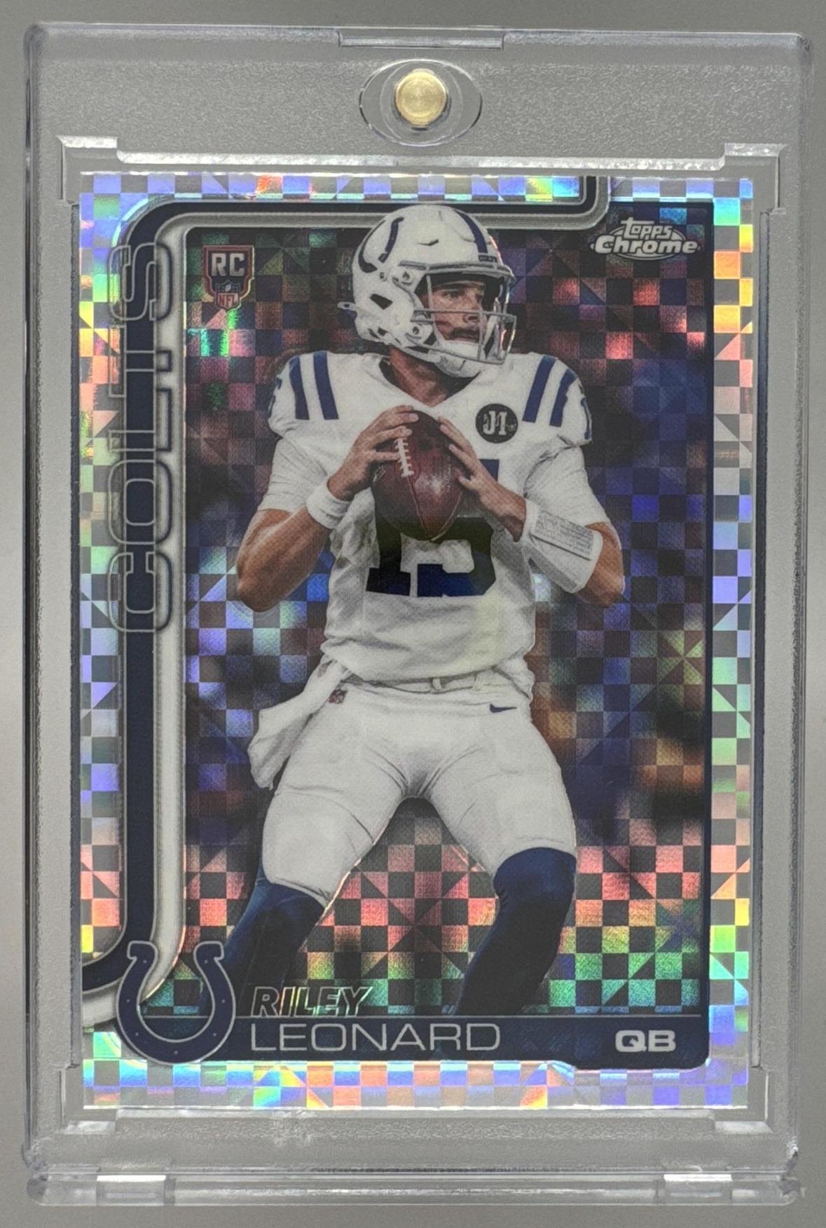 Card image for 2025 Topps Football Chrome Riley Leonard Rookie #318 RC Indianapolis Colts