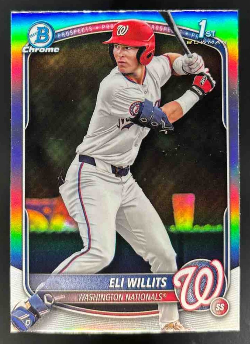 Card image for 2025 Bowman Draft Eli Willits Chrome Refractor #BDC-1 Nationals