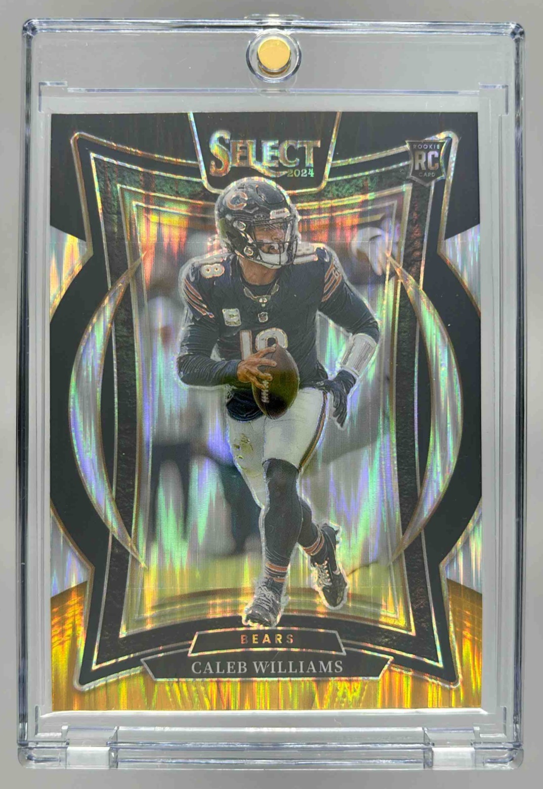 Card image for 2024 Panini Select Caleb Williams Premier Black and Red Prizm Shock #114 RC Bears