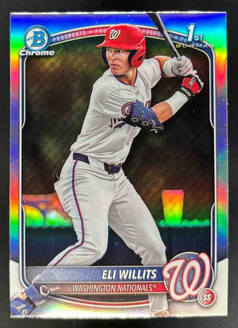 Card image for 2025 Bowman Draft Eli Willits Chrome Refractor #BDC-1 Nationals