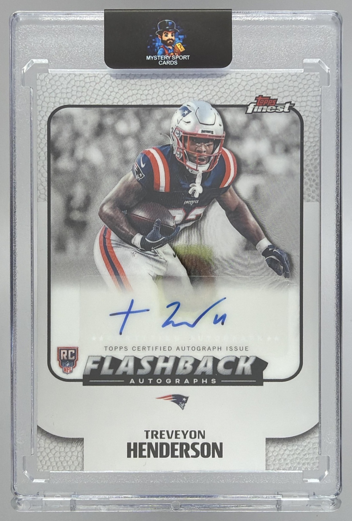 Card image for 2025 Topps Finest Treveyon Henderson Flashback Auto #FBA-TVH RC Patriots