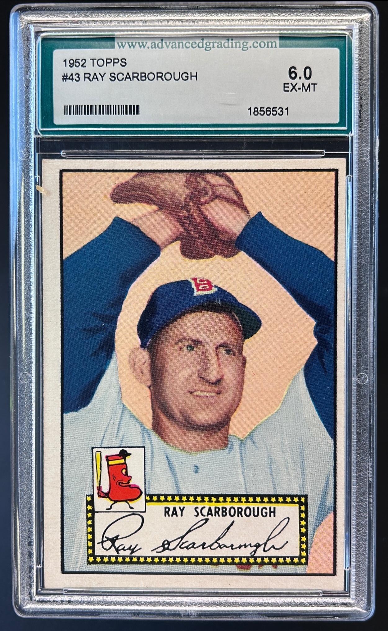 Card image for 1952 TOPPS RAY SCARBOROUGH #43 AGS 6 EX/MT SHARP BOSTON RED SOX