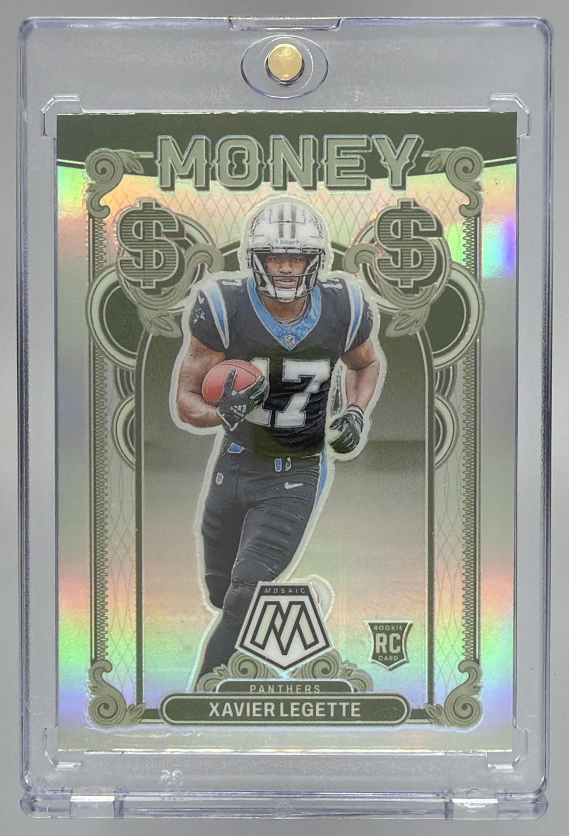 Card image for 2024 Panini Football Mosaic Xavier Legette Money #14 RC Carolina Panthers