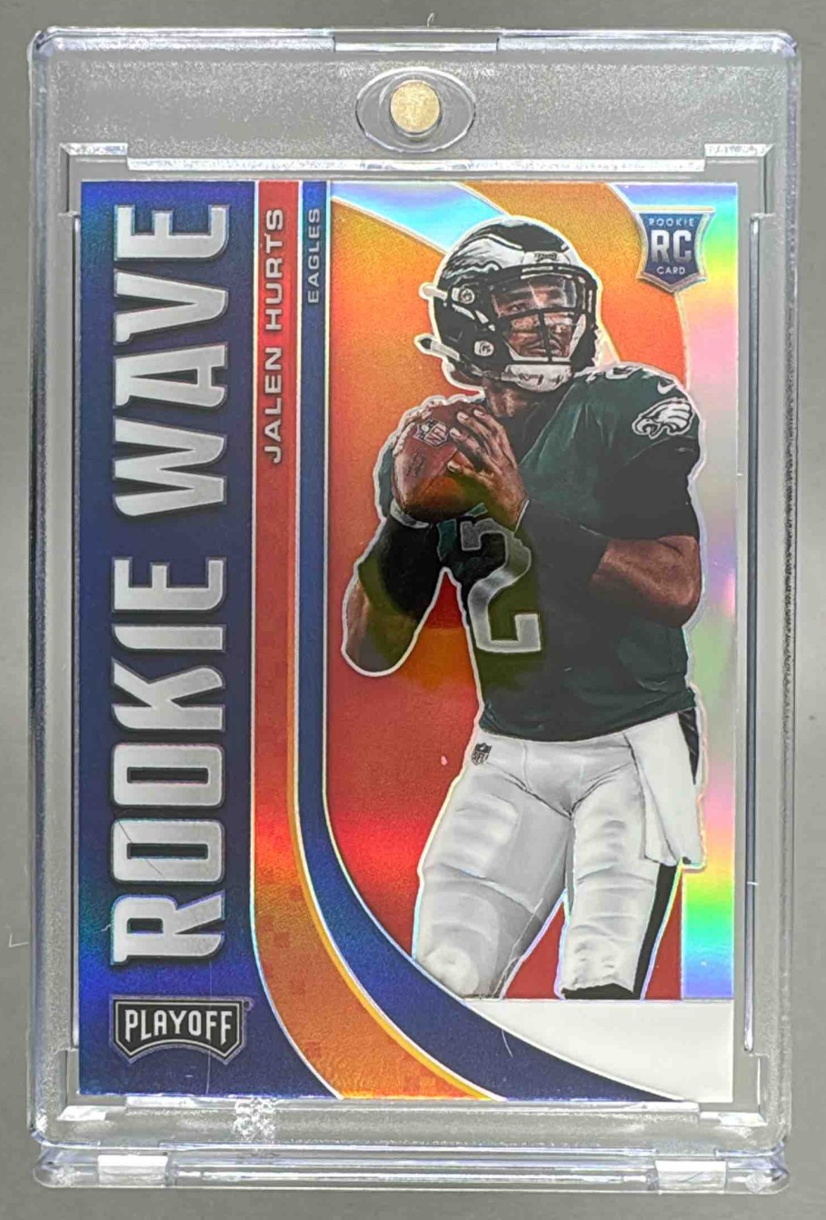 Card image for 2020 Panini Playoff Jalen Hurts Rookie Wave Silver #RW-22 RC Eagles