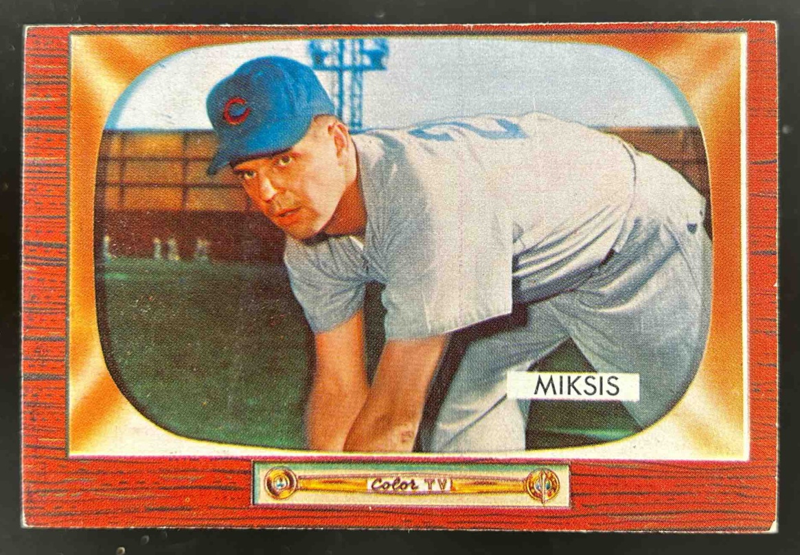 Card image for 1955 BOWMAN BASEBALL EDDIE MIKSIS #181 CHICAGO CUBS